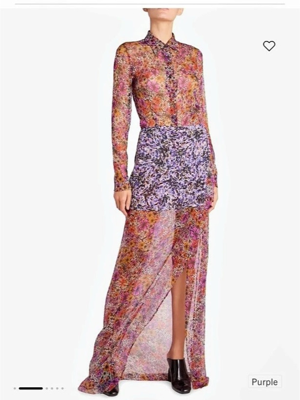 Dries Van Noten Silene Floral Wrap Maxi Skirt Purple & Pink Size 36